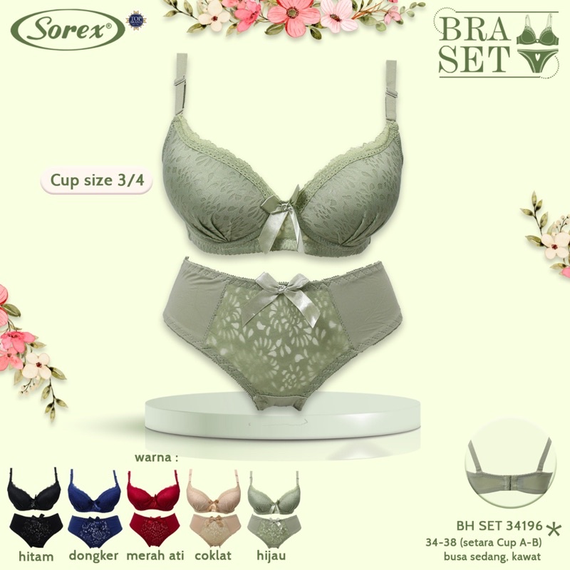 BH | Bra Set Brukat SOREX 34196 Pakai Kawat Dan Busa Sedang