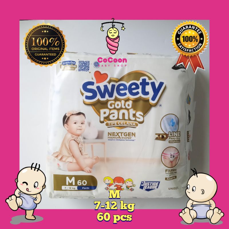 Popok Bayi Sweety Gold M60 M 60 Pants Tipe Celana Pants Unisex