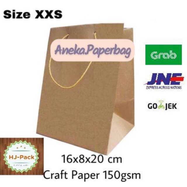 

Paperbag Paper bag XXS 16x8x20 Kraft Goodie Bag Shopping bag Tas Kertas Terlaris