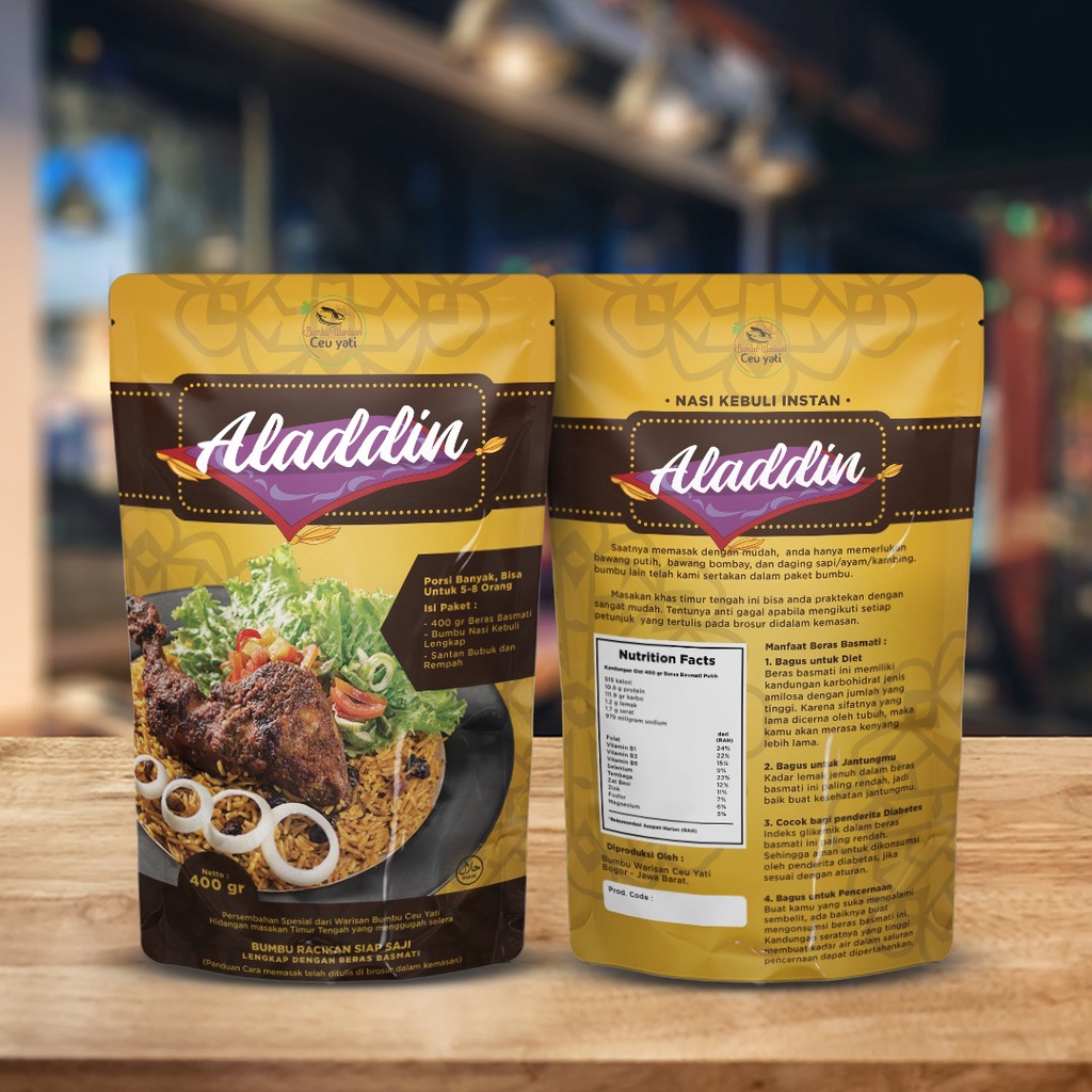 

ALADDIN - TERLENGKAP Paket nasi kebuli instan praktis dengan bumbu komplit - Masak pakai rice cooker - tinggal tuang | bisa untuk 8 porsi | original rasa khas makanan india - Arab Beras Basmati 400 gram timur tengah - lezat - nikmat - original