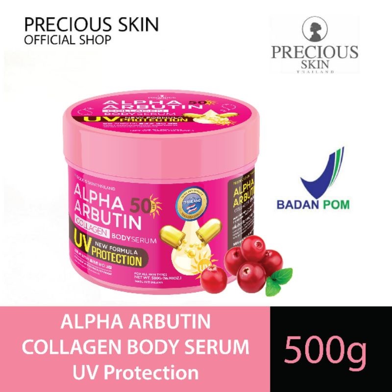 Precious Skin Alpha Arbutin SPF50 UV Protection Collagen Body Serum / Serum Badan / Whitening 500ml