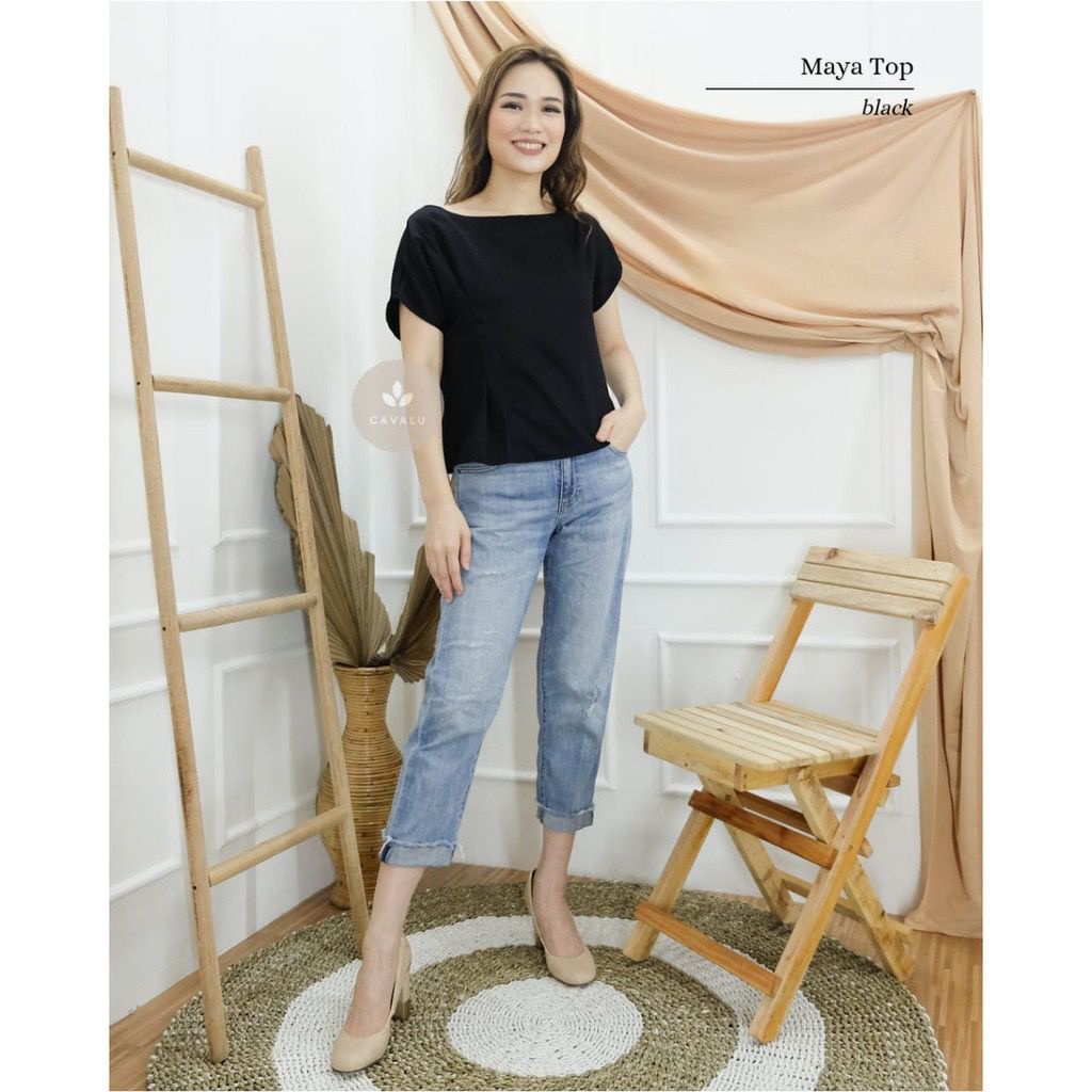 Baju Atasan Wanita Top Moscrepe Halus  Blouse Wanita Simple Casual Moscrepe CAVALU 070 MAYA