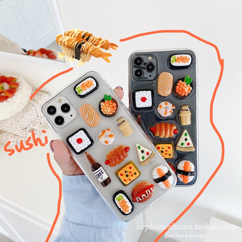 Soft Case Transparan Desain Sushi Tiga Dimensi Untuk
