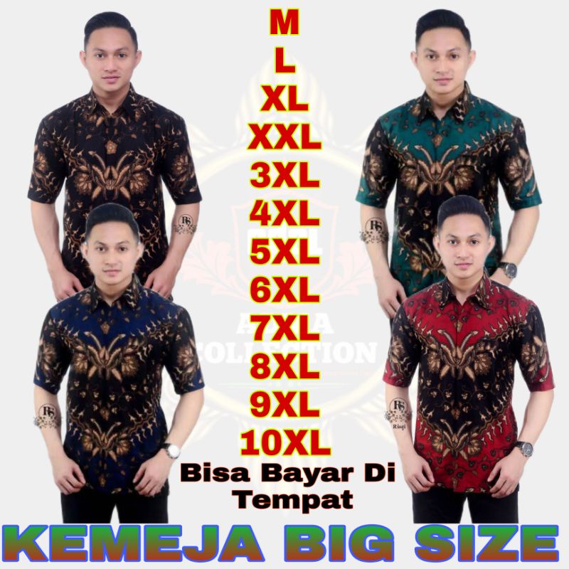 KEMEJA BATIK PRIA LENGAN PENDEK BIG SIZE JUMBO ARMI