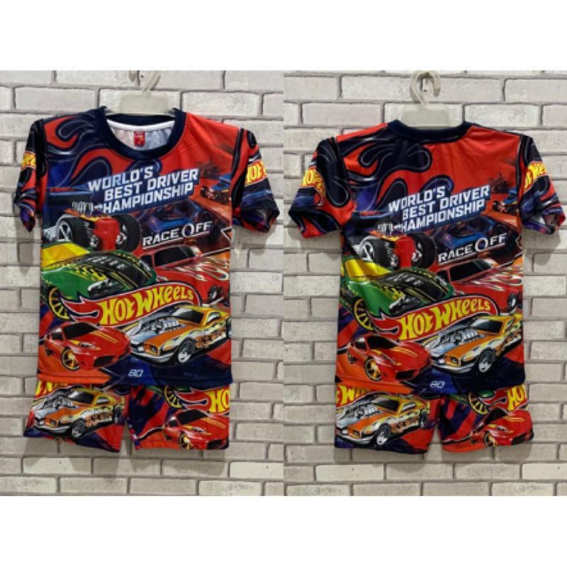 SETELAN ANAK MOBIL HOTWHEELS TERBARU KEREN PRINTING MURAH
