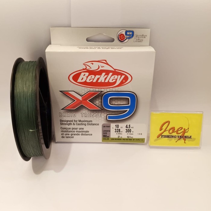 Berkley X9 Braid Tresse 300m - Low Vis Green Senar Benang Pancing PE