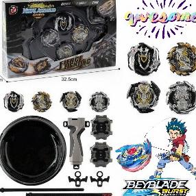 Paket Promo 4Pcs Beyblade Burst Set With Grip Launcher Arena Black