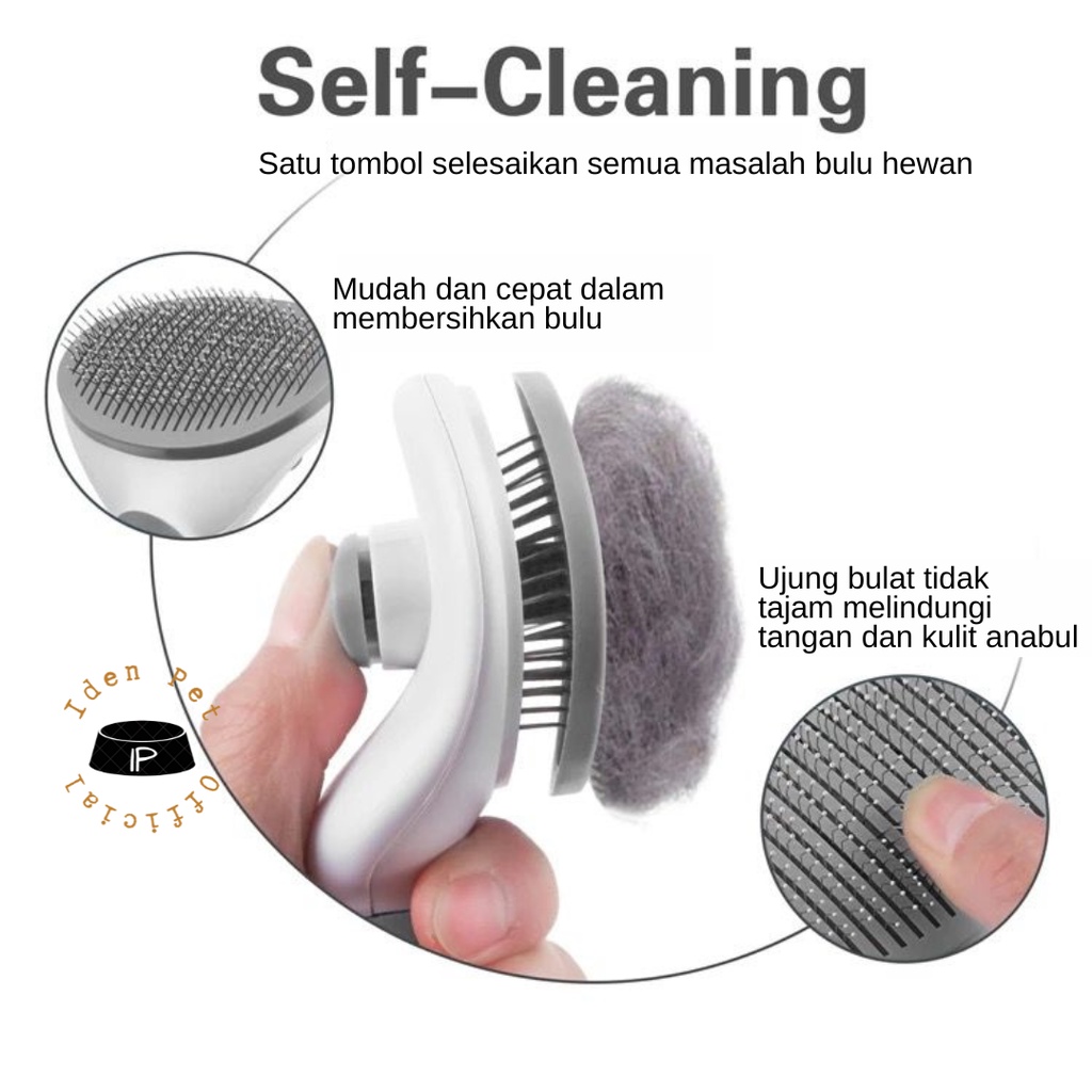 Sisir Grooming Bulu Hewan Anjing Kucing Dengan Tombol Pembersih Otomatis Pet Hair Brush Dog Comb