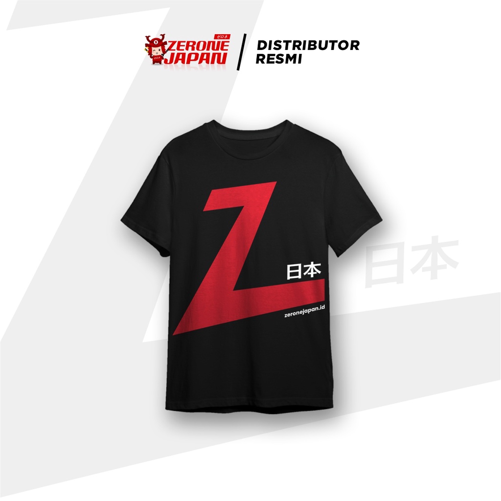 Baju Kaos T-Shirt Zerone Japan Lengan Pendek All Size Hitam Bahan Katun Adem