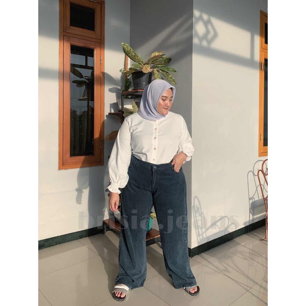 BRISIA JEANS - WENDY Boyfriend Jeans JUMBO - Snow Black - Black Size 34-38 / Loose Jeans BIGSIZE