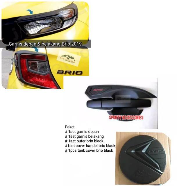 Paket garnis depan dan belakang dan outer handel plus tank cover allnew brio 2019 black doff