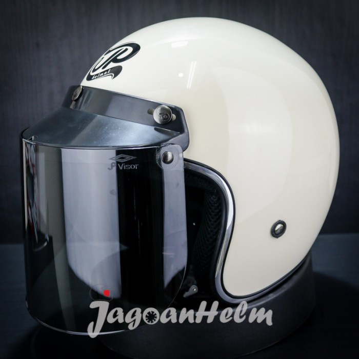 Jpx Helm Jp Retro New Bigie Solid ++ Visor Jp Retro Lurus + Pet Termurah