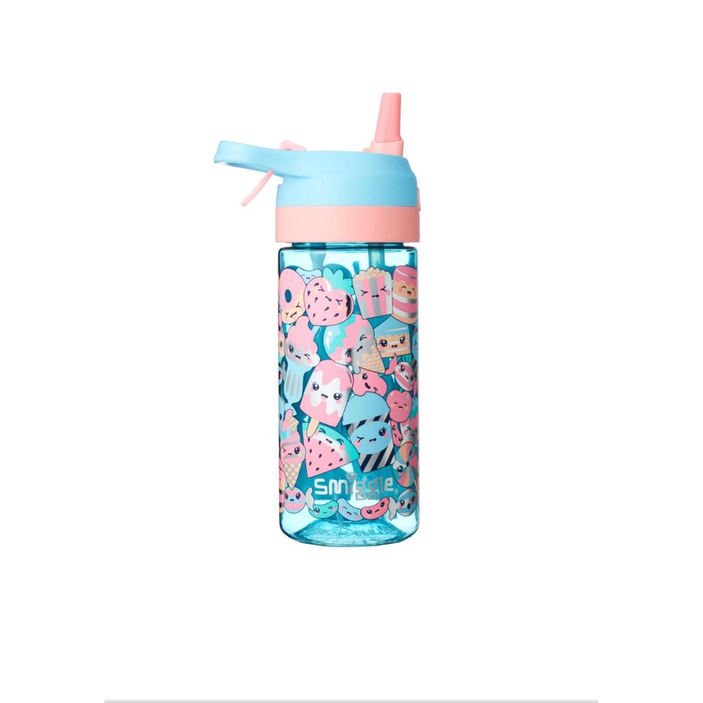 (REJECT) SMIGGLE FLIP SPOUT JUNIOR SPRITZ BOTTLE ICE CREAM DONUT BIRU PINK