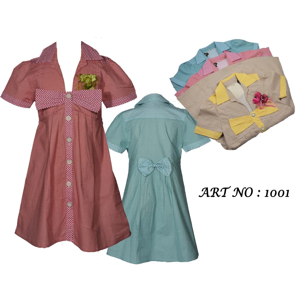 Dress Fashion Anak Perempuan Model Tunic Pita Bahan Katun Stretch