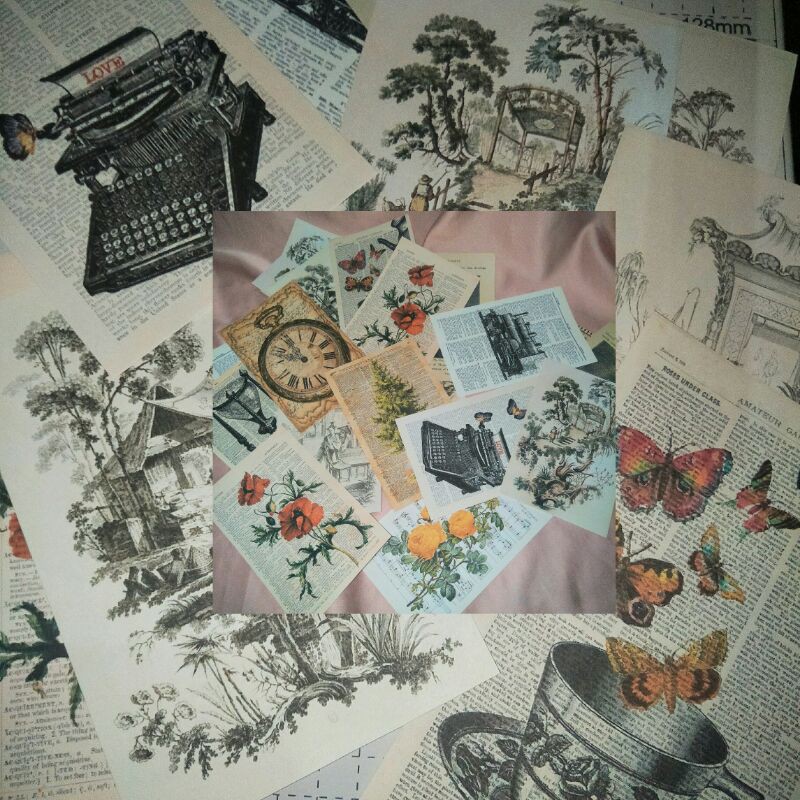 

paper vintage aesthetic mini paper dekor / kertas scrapbook