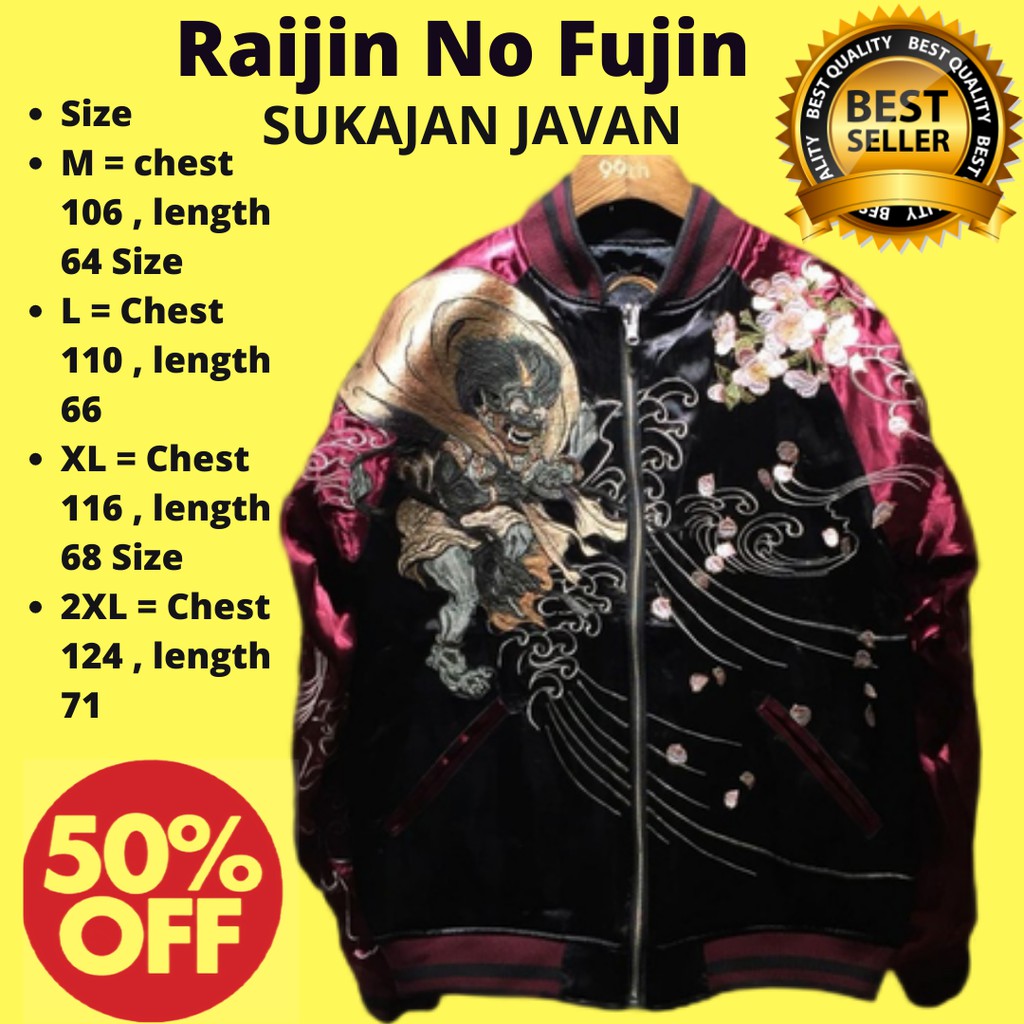 Jaket Sukajan Raijin No Fujin by karakuri Tamashi javan sukujan jacket ori Jiket cowok Javanes murah