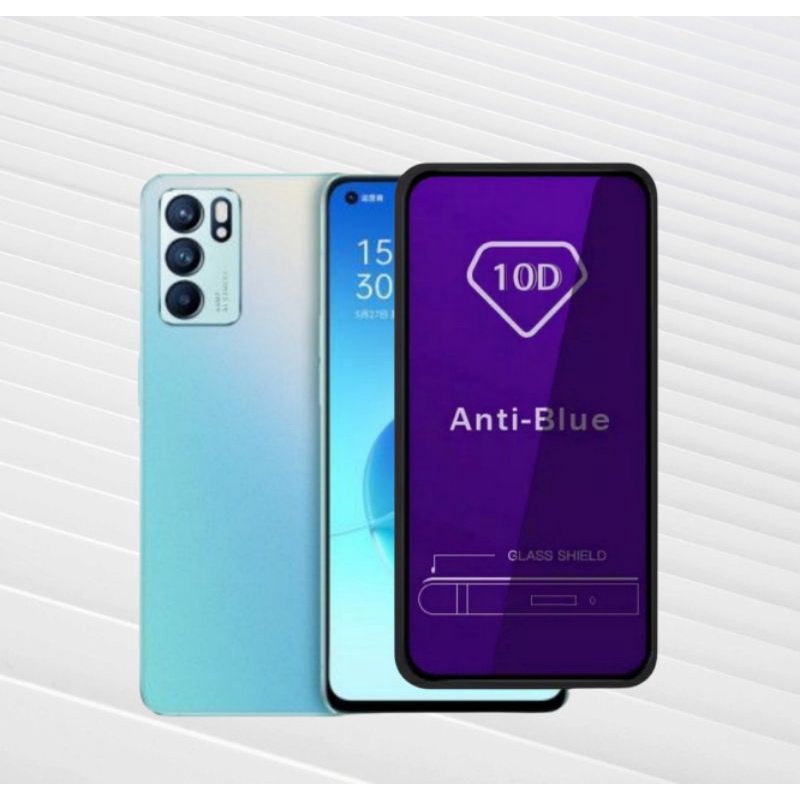 Paket 3IN1 Tempered Glass  Blue Light  OPPO RENO 6 4G/5G Reno7 4G Reno 8 4G RENO 8Z 7z Reno 7 5G Reno 5 5G Reno 5f Real Pict Anti Radiasi Full Screen Dan Anti Gores Kamera Skin Carbon