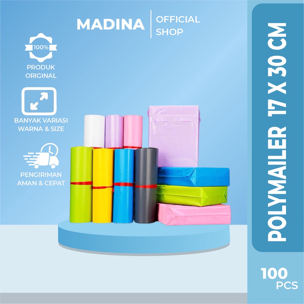 

Plastik Packing olshop Polymailer 17X30CM LDPE Glossy Isi 100PCS Termurah Grosir