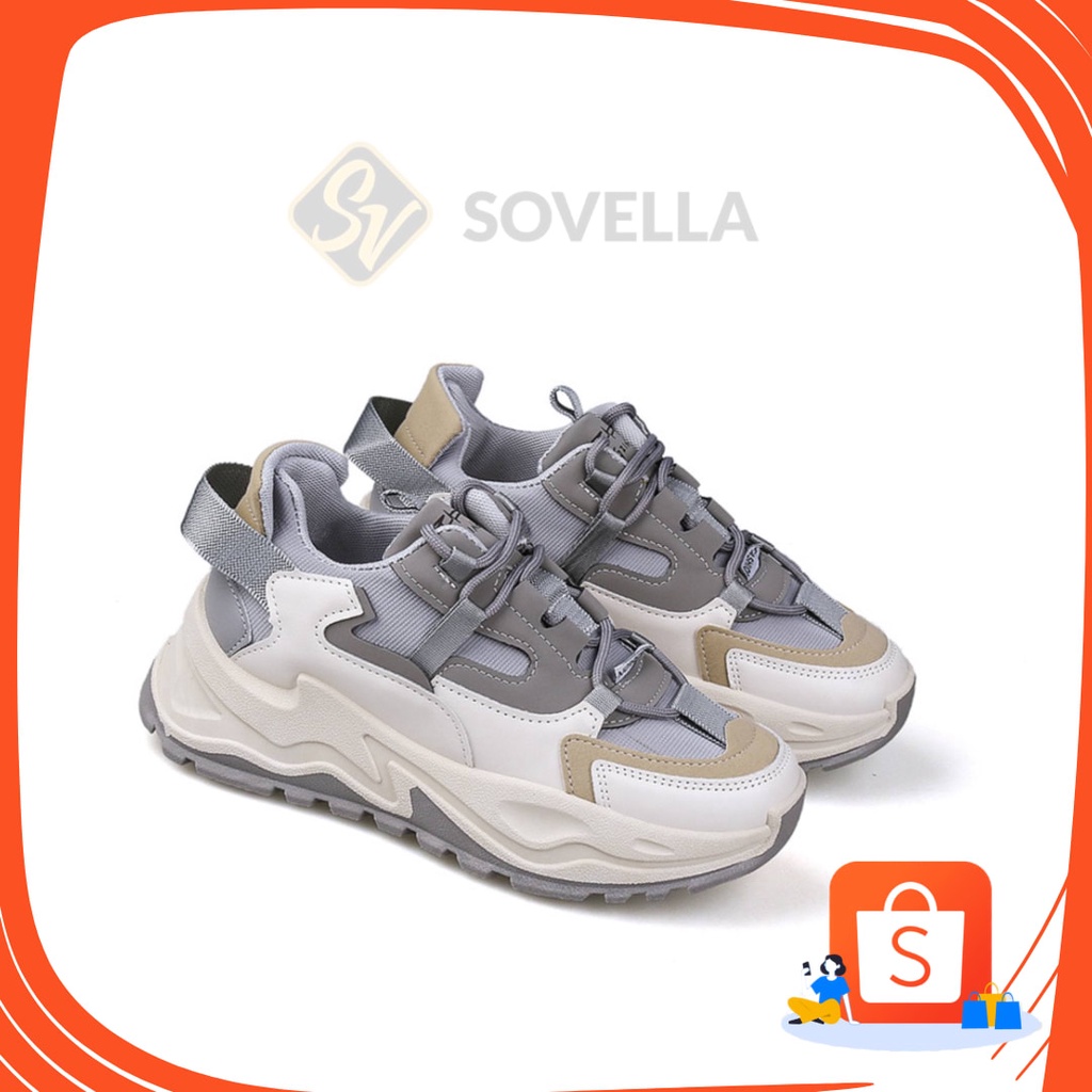 Merah Putih Biru Navy Cream Hijau Ungu Cokelat /  SOVELLA Skylar Sepatu Sneaker Olahraga Kasual Kets