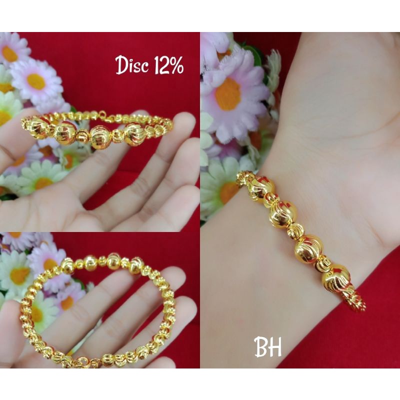Gelang bangle emas muda aksesoris perhiasan wanita dewasa emas muda kadar 35%