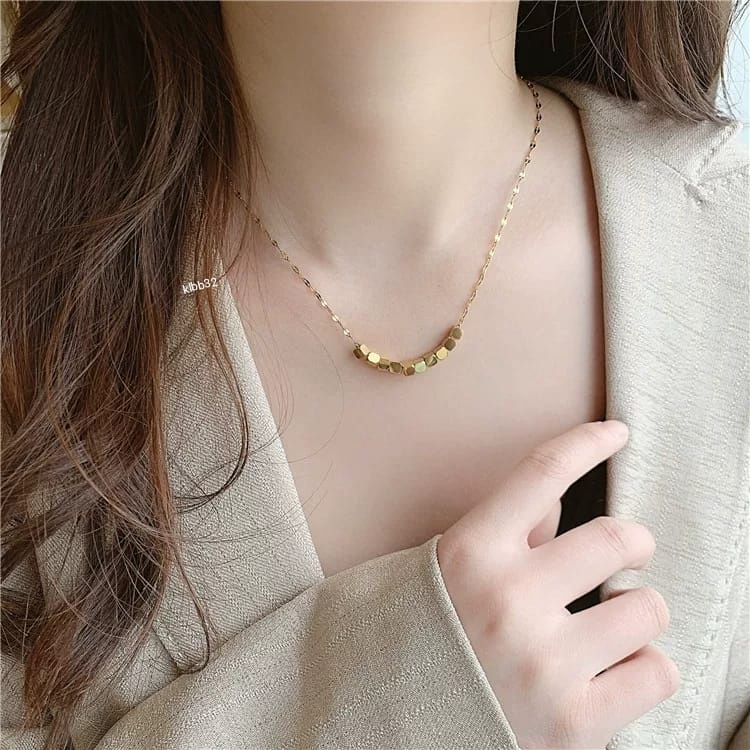 COD! kalung titanium wanita kotak variasi anti karat import
