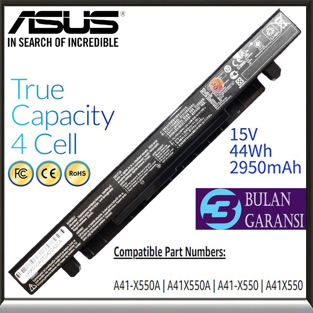 Baterai Batre Original Laptop Asus A41-X550A X550 X550V X550VB X550VW X550VX A450 A450C A450CA A450CC A450L A450LA X452C X452CP X452E X450 X450C X450CA X450CC X450VE