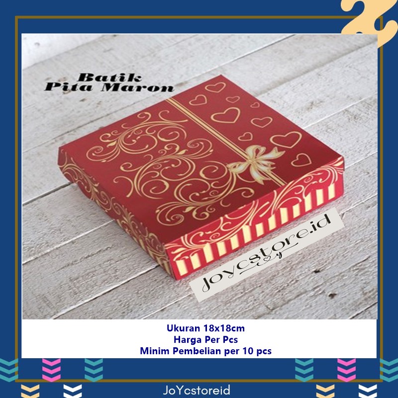 Dus Nasi R8 Batik PITA Kotak Nasi 18x18 Box Nasi - Merah/ Box Kue / Box Jajan / Snack Box / Kotak Ku