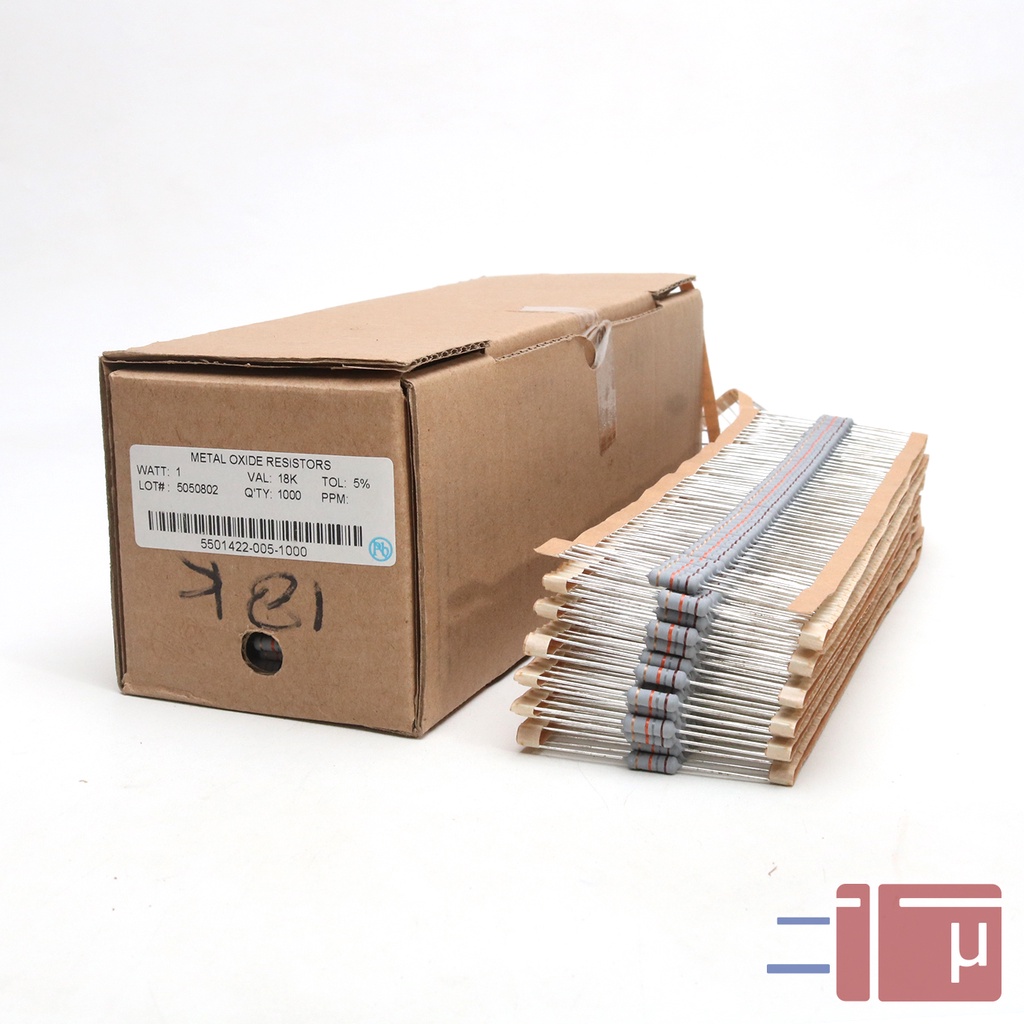 x10 Resistor 18K 1W Metal Oxide 5% Taiwan Kaki Tembaga
