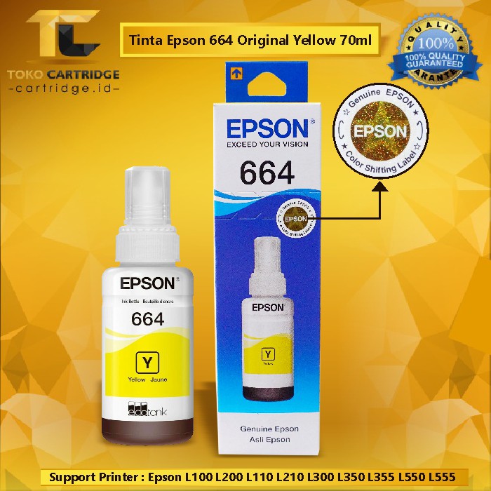 Tinta Epson 664 T664 Original Printer L100 L110 L120 L200 L210 L220 L360 L365 L455 L550 L555 L565