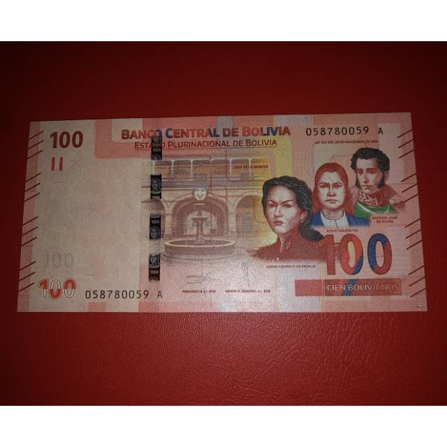 Uang Asing Bolivia 100 Diez