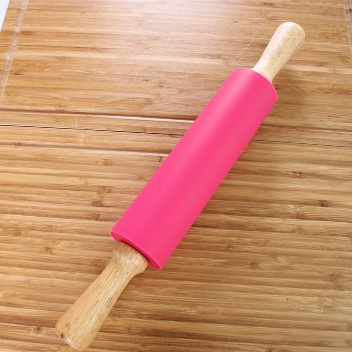 rolling pin silicon gagang kayu 38cm / alat gilas adonan kue