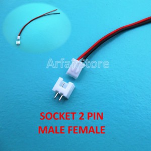 White Socket 2 Pin Male Female Soket Putih Sambungan Kabel 140mm 26AWG