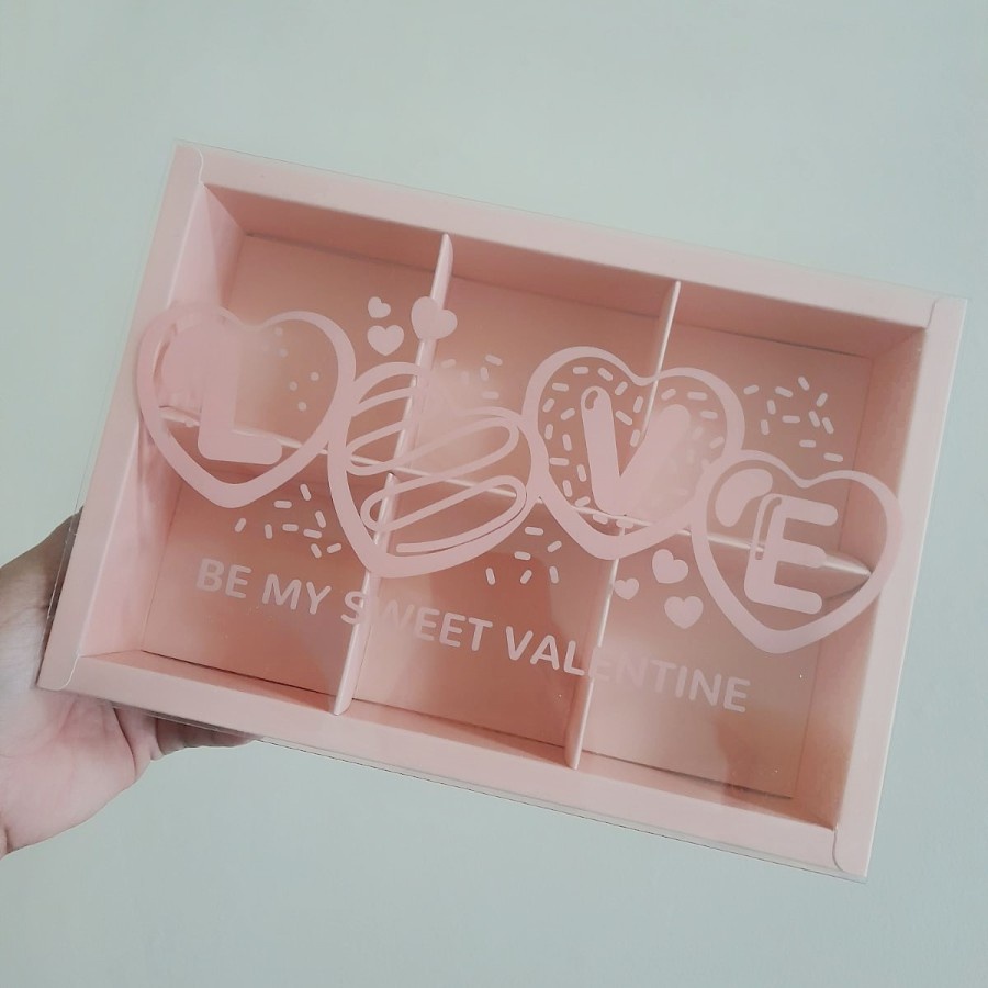 

(5 Pcs) Box Cake Eggtart Mika Valentine Kotak Kemasan Dus Fruitpie Sekat 6 Pink Packaging Hampers