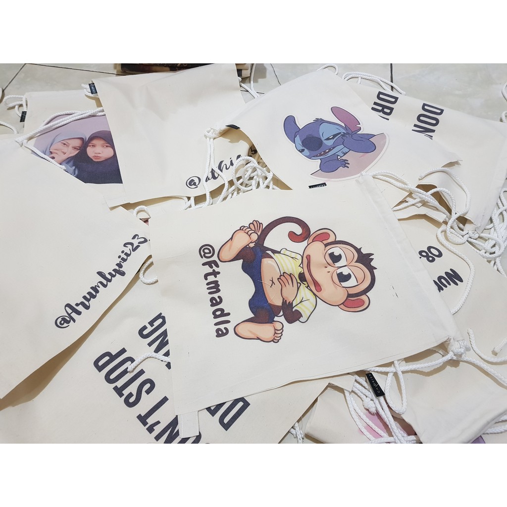 CETAK CUSTOM Totebag/Stringbag ♥ motif sendiri ♥ sesuai request | kpop | anime | waifu | bias | bts | nct #CSTM