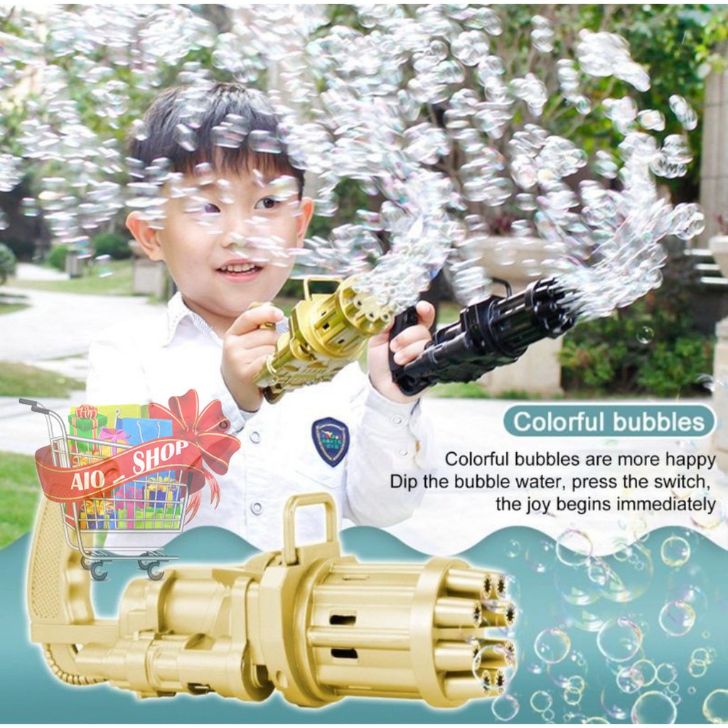 Bubble Gum Gatling Pistol Elektrik Tembakan Gelembung Bubble Terkini Termurah | AIO
