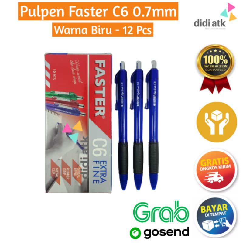 

Pulpen Pena Faster C6 Biru 0.7mm 12 Pcs / Ball Pen Cetek 1 Lusin