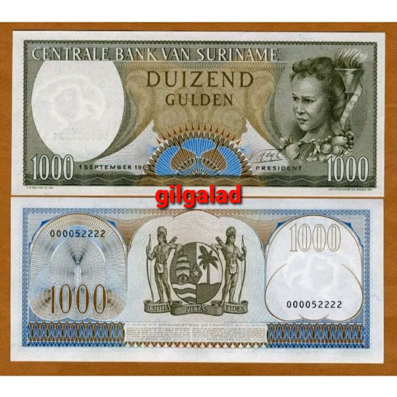 SURINAME 1000 GULDEN 1963 UANG ASING GRESS