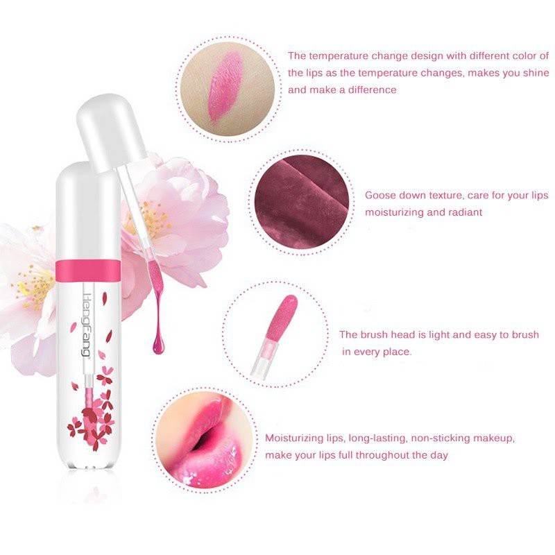 [IMPORT]Heng Fang Lip Gloss Bening dapat Berubah Warna pink Tahan Lama Anti Air/Lipbalm Pelembab dan Pemerah bibir