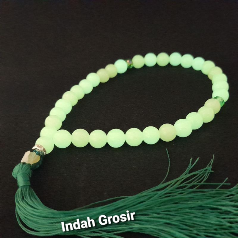 TASBIH BATU POSPOR HIJAU 33BUTIR 8MM NATURAL