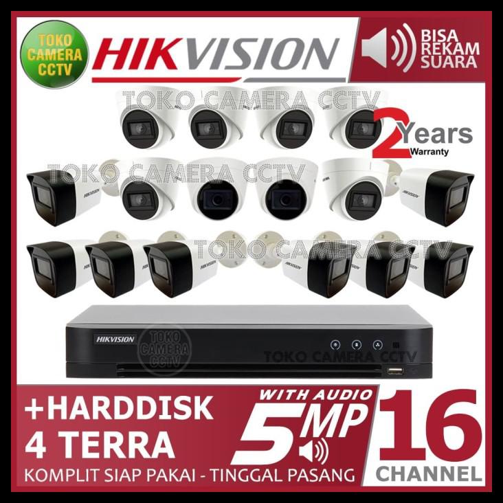 Jual Paket Cctv Hikvision 5Mp 16 Channel Audio Hdd 4Tb