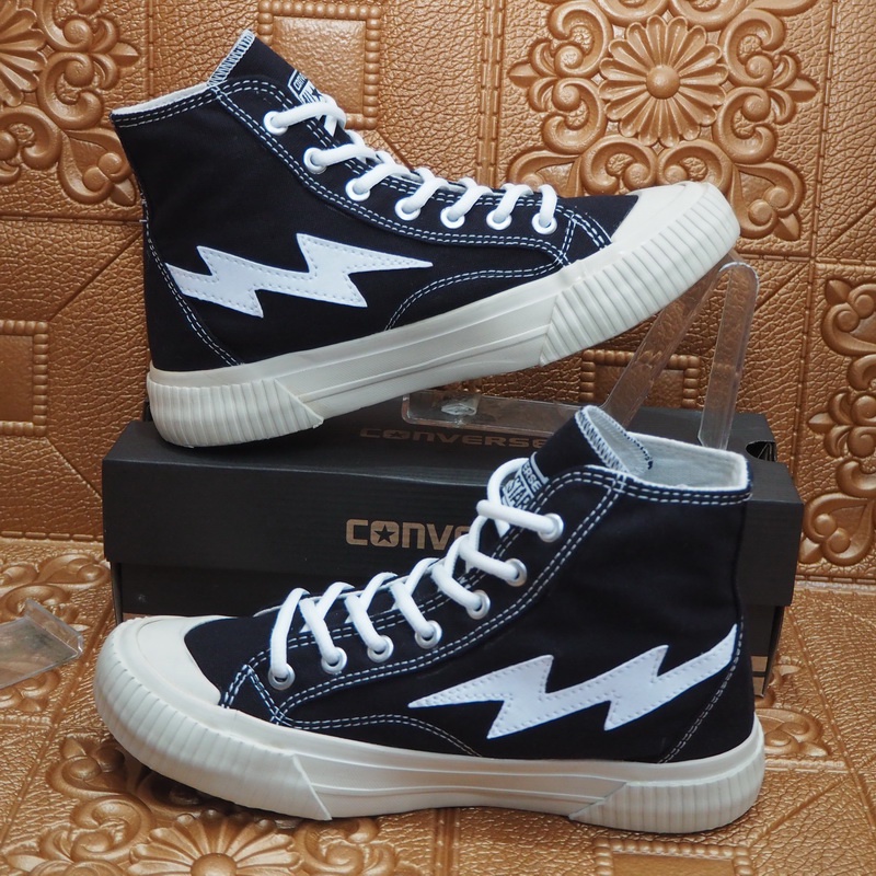 SEPATU SNEAKERS CONVERSE ALL STAR HIGH HI TINGGI NEW DESAIN VINTAGE CLASSIC 70S PETIR HITAM