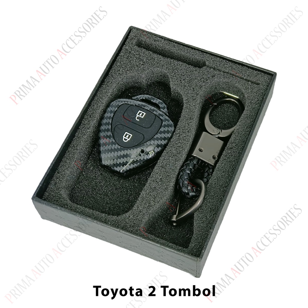 Casing Kunci Remote Mobil Carbon Fiber - TOYOTA 2 TOMBOL