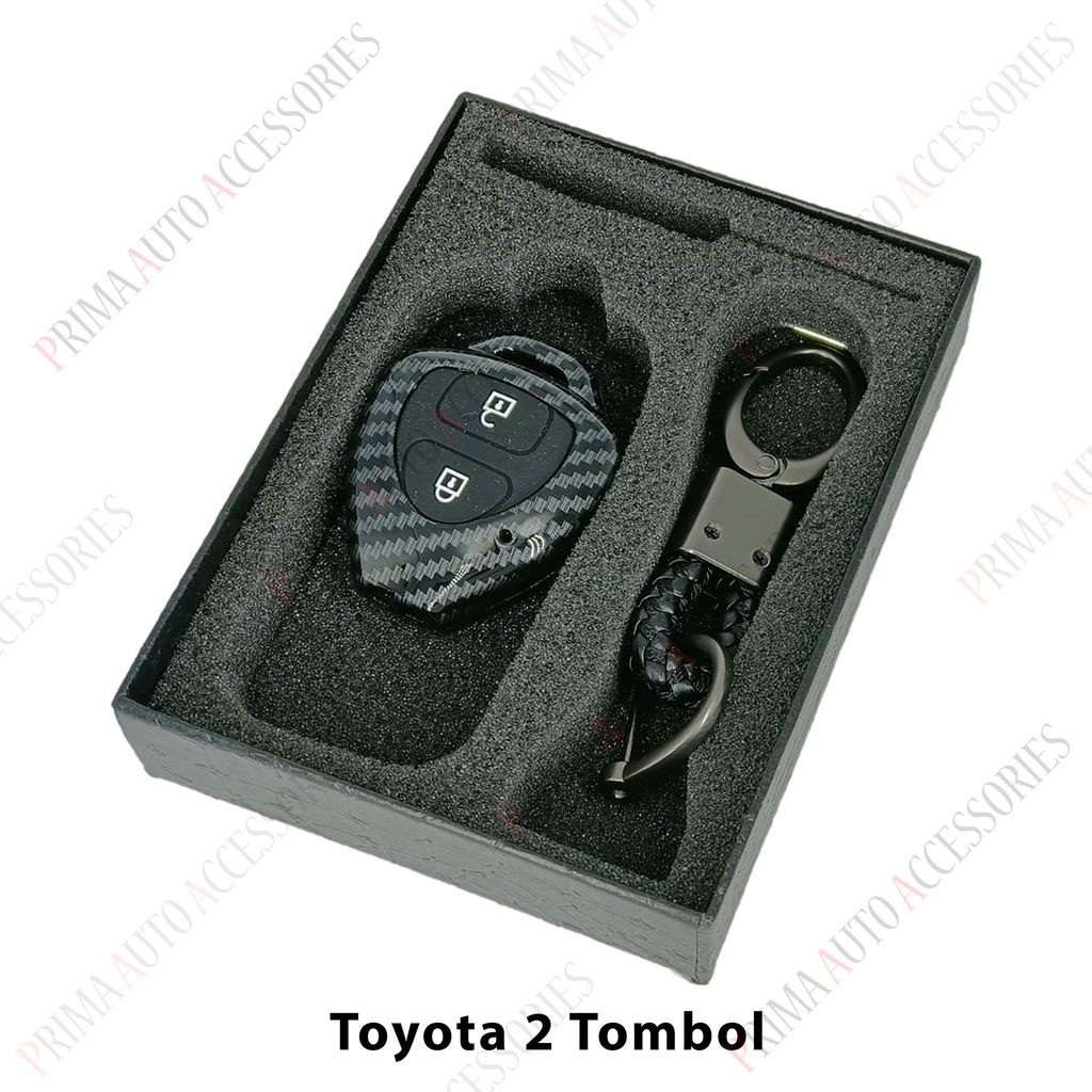 Casing Kunci Remote Mobil Carbon Fiber - TOYOTA 2 TOMBOL