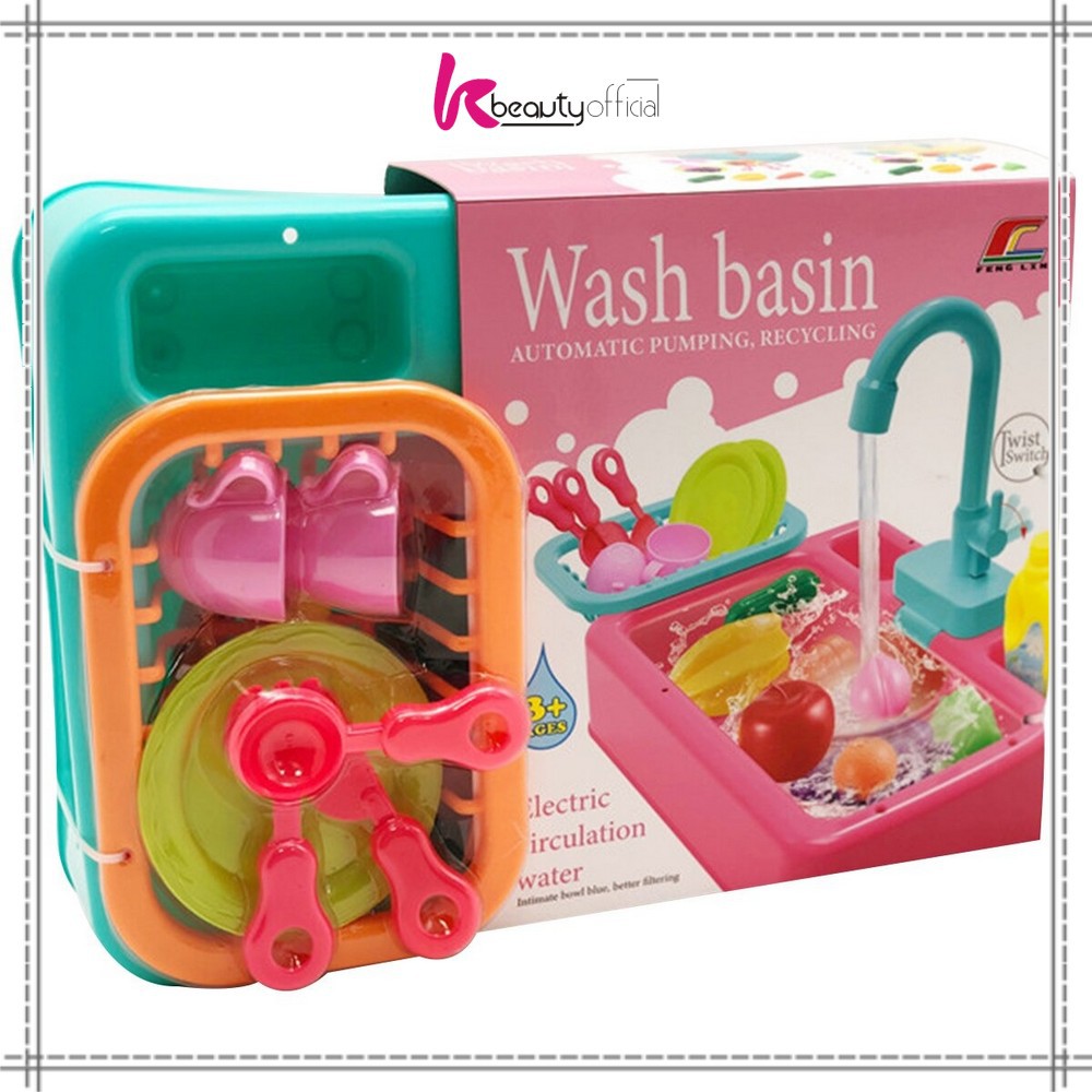 KB-M31 M109 Mainan Anak Kitchen Sink Tempat Cuci Piring Set Mainan Kran Air Wastafel BISA KELUAR AIR-5