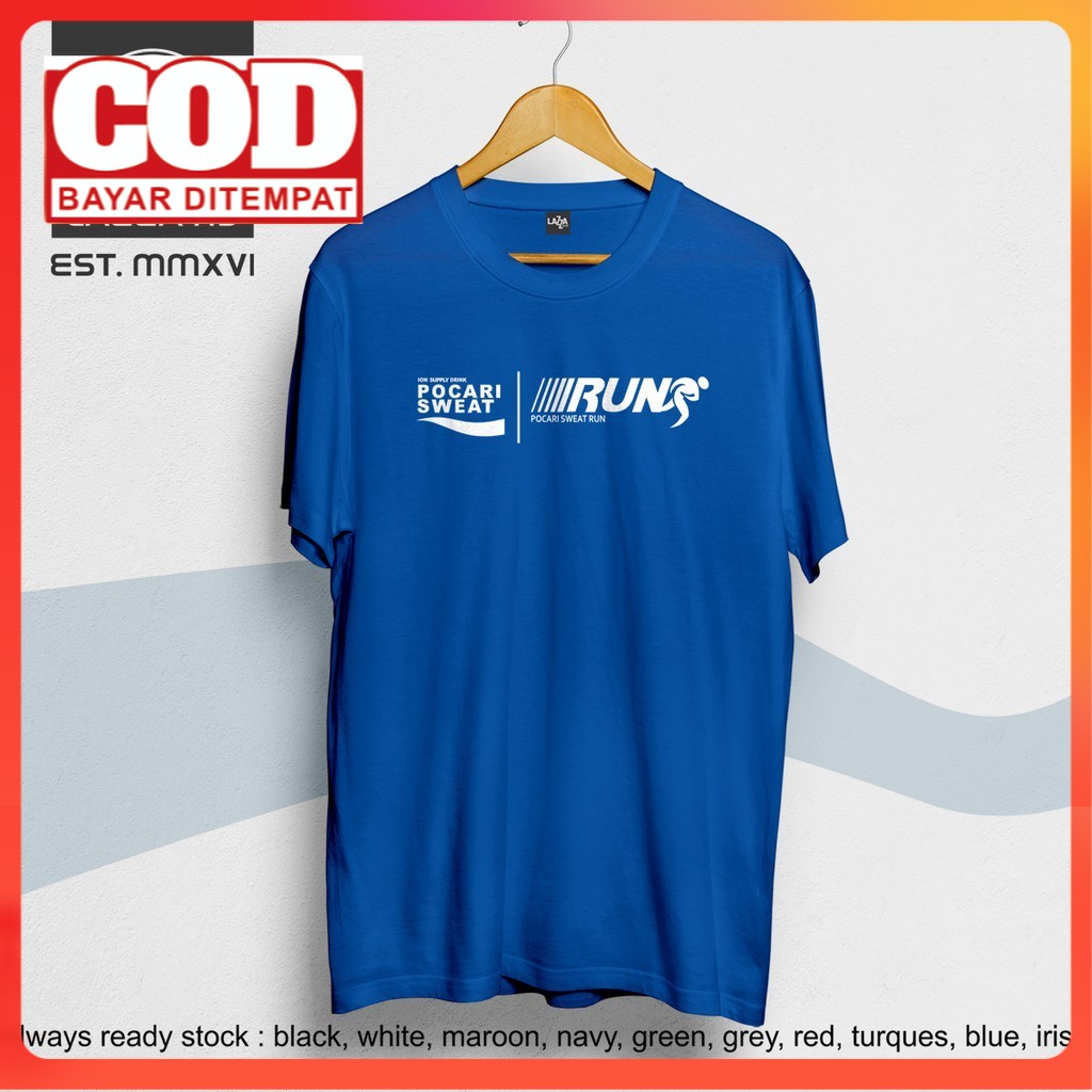 (COD) Kaos / Baju / Tshirt Distro POCARI SWEAT RUN LOGO Terlaris