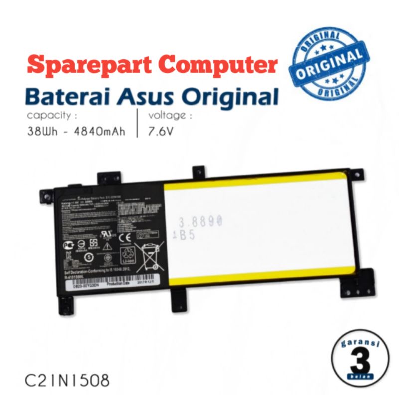 Baterai Laptop ASUS A456 A456U A456UJ A456UV A456UQ A456UR A456UA A456UB C21N1508 Original