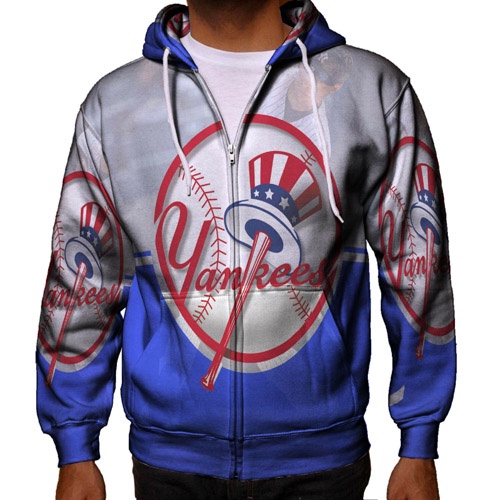 JAKET Hoodie New York Yankees Hoodie RITSLETING FULLPRINT Zipper Hoodie Bahan Polyester Jersey