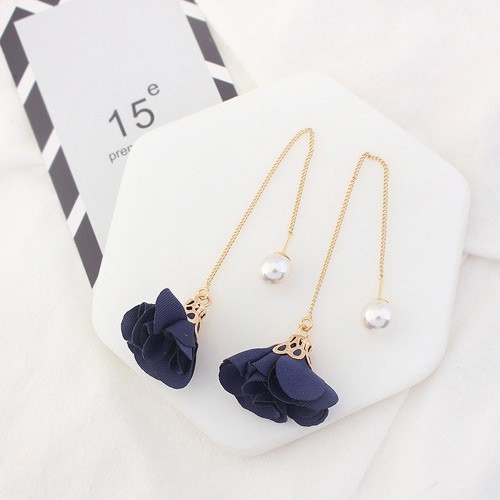 LRC Anting Tusuk Flower Shape Decorated Simple Long Chain Earrings Y5763X