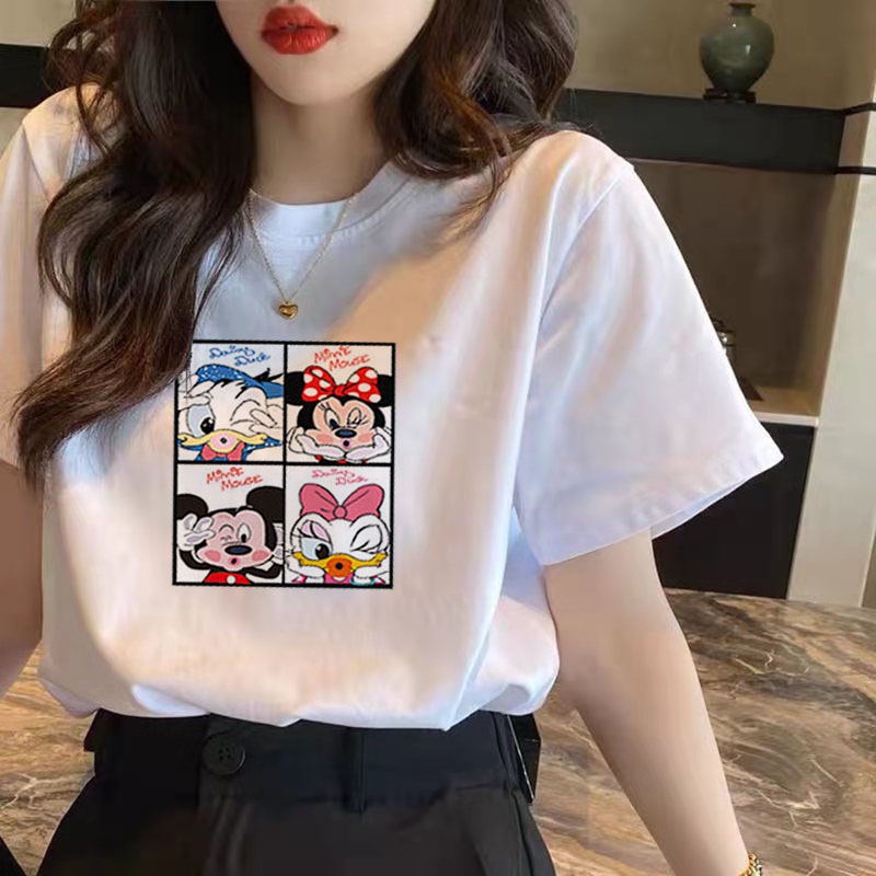 [littlecrab] Kaos Oversize Mickey Family Cute T-shirt Colorful Berkualitas Kaos Tumblr Korean Style