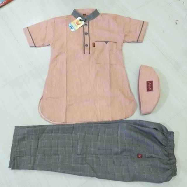COKLAT KAYU - BAJU KOKO ANAK PAKISTAN KOTAK AJ A&J AL JAMI CIREBON